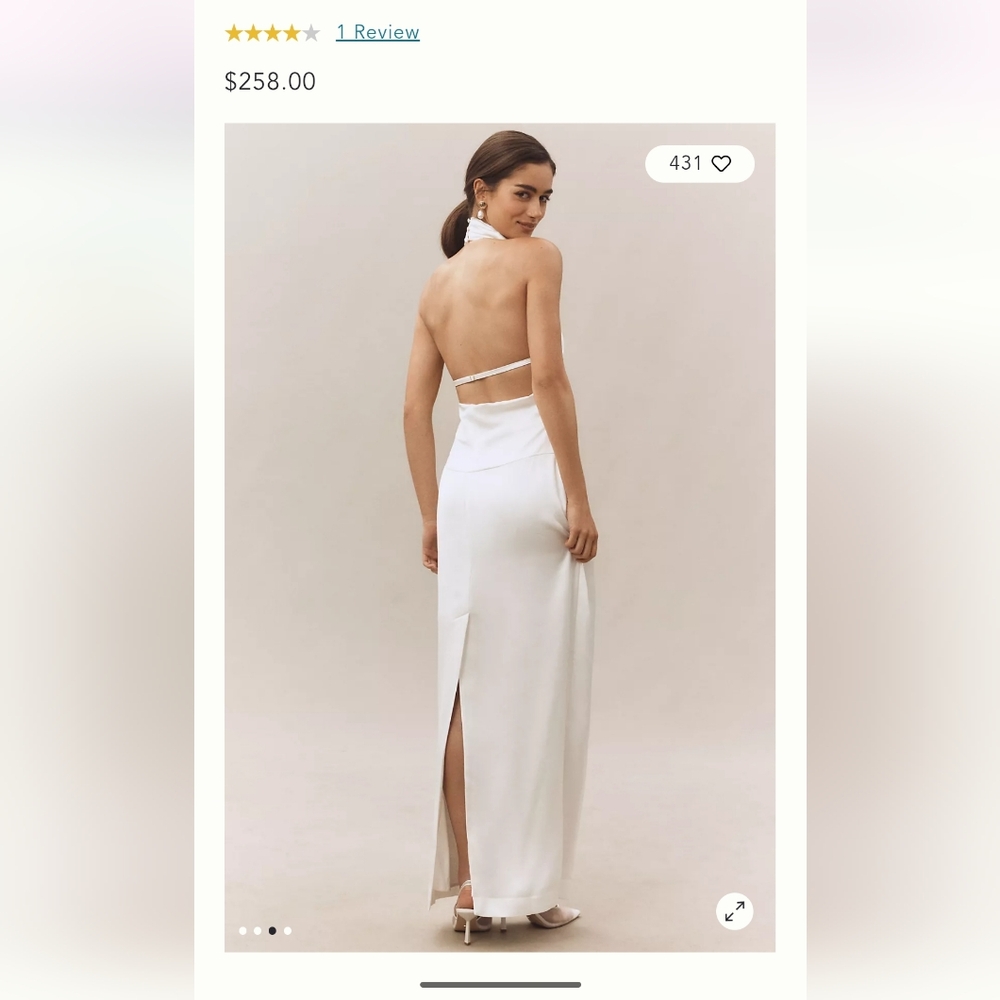 BHLDN Ivory Satin Halter Dress - Picture 2 of 4
